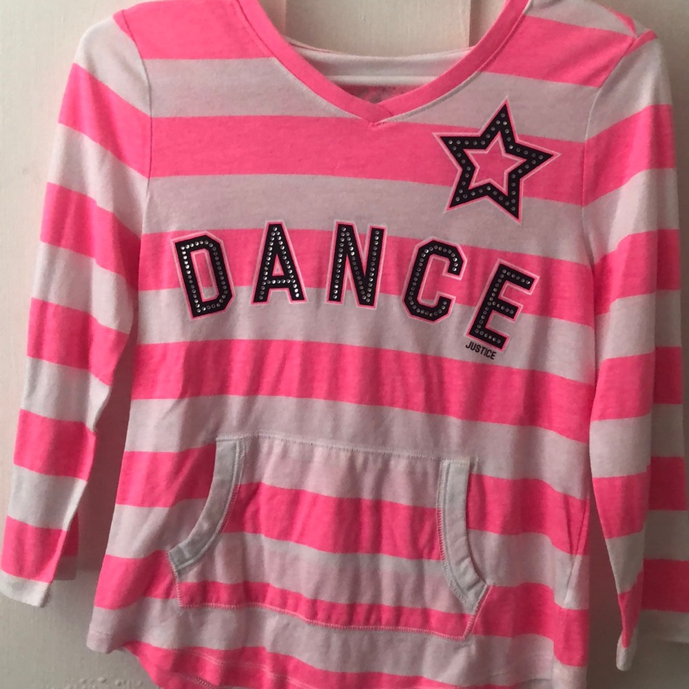 Kids pink and white striped hooded shirt
